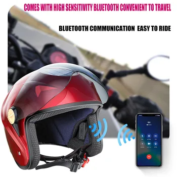 Motociklo Pusė Šalmas Neutralus ABS Saulės Energijos Smart Bluetooth Oro Kondicionavimas, Ventiliatorius Šalmas Muzikos Telefonas, Elektrinės Transporto priemonės, Šalmai