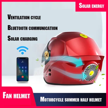 Motociklo Pusė Šalmas Neutralus ABS Saulės Energijos Smart Bluetooth Oro Kondicionavimas, Ventiliatorius Šalmas Muzikos Telefonas, Elektrinės Transporto priemonės, Šalmai