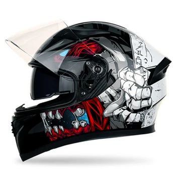 Motociklo šalmas lenktynių automobilių sporto asmenybės kietas viršelis vasaros keturis sezonus motociklo dvigubas veidrodis, pilnas veido šalmas