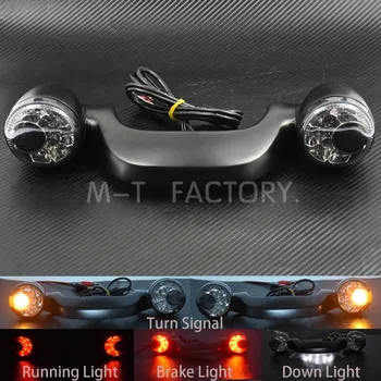 Motociklų Dalys Dūmų Galiniai LED Stabdžių Žibintas Posūkio Signalo Baras Black & Chrome 