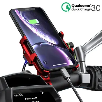 Motociklų Nuoma Mobiliojo Telefono Laikiklis Elektrinis Dviratis Telefono Stovas QC3.0 Greito Įkrovimo Trikojo Laikiklis Paramos 3.5-7inch Išmanųjį telefoną