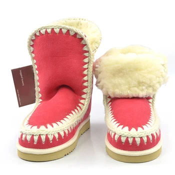 Moug žiemos batai moterims eskimų sniego batai rankų darbo, aukštos kokybės zomšos platforma ponios čiurnos batai