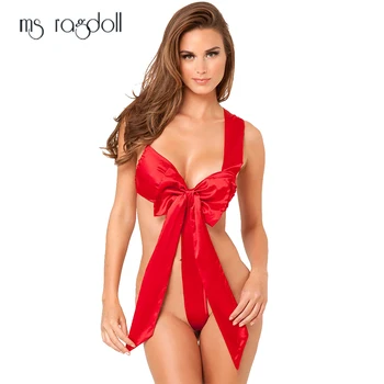 Ms Ragdoll Moterų Raudona Lankas Seksualus apatinis Trikotažas G-string Kalėdų Babydoll Egzotinių Nustatyti Atviro Šakumo Apatiniai Micro Bikini Ekstremalių Drabužiai