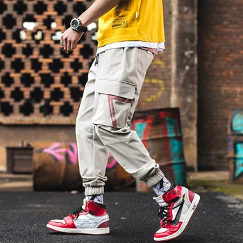 Multi Kišenės Krovinių Haremas Jogger Kelnės Vyrams Hip-Hop Mados Atsitiktinis Track Kelnės Streetwear Harajuku Hipster Sweatpants