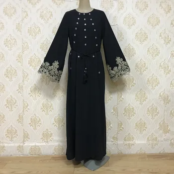 Musulmonų Abaja Moterų Elegantiškas Diamond Kimono Ilgas Chalatas, turkijos Islamo Drabužių Caftan Elbise Maxi Siuvinėjimo Nėrinių-up Suknelė, Hijab