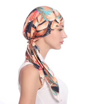 Musulmonų Moterys Medvilnės Minkštas Spausdinti Turbaną Skrybėlę Vėžio Chemo Beanies Variklio Dangčio Kepurės Iš Anksto Surišti Šaliką Galvos Apdangalai Headwrap Plaukų Aksesuarai