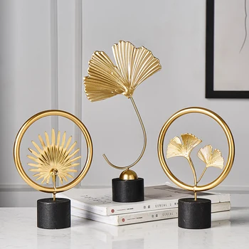 Namo Apdaila Kūrybos Aukso Priedai Modernus Gėlių Ornamentais Miniatiūriniai Metaliniai Figurinas Namų Dekoro Kambarį 