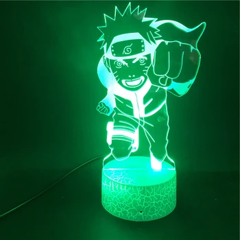 Naruto Japonų Anime 3D Lempos naktinė lempa-Geriausia Dovana Išmaniųjų Telefonų Kontrolės Usb Žadintuvas Bazinė Led Nakties Šviesos Lempos