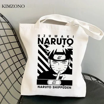 Naruto pirkinių krepšys shopper medvilnės rankinėje perdirbti maišelį bolso pirkinių krepšys nešti string patraukti