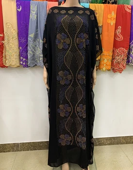 Nauja Afrikos Moterų Suknelės, Abaja Ilgai Dashiki Spalvinga Akmenų, Gėlių Dizainas Juoda Prarasti Dydis Musulmonų Rode Lady ED919