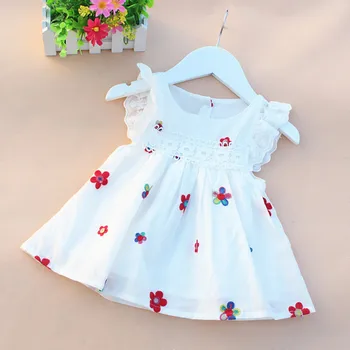 Nauja Vasaros Stiliaus Kūdikių, Mergaičių Suknelės, Gėlių, Braškių Siuvinėjimas Rankovių Drabužių Vestido Infantil Menina Aukštos Kokybės #5
