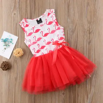 Naujagimiams, Vaikams, Kūdikių Mergaitės Gyvūnų Flamingo Rankovių Vasaros Suknelė Tutu Drabužius Vasarą Sundress