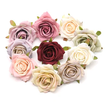 Naujas 50pcs/partijos 8cm dirbtinių gėlių galvos rose šilko vestuvių dekoravimas, 