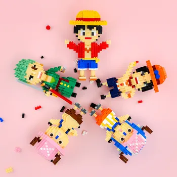 Naujas Anime One Piece Blokai Piratų Beždžionė D Luffy Chopper Zoro Portgas·D· Ace Mini Pastato Diamond Mažas Bricl Už Blokai Žaislas