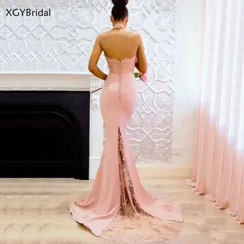 Naujas Atvykimo Sexy Nėrinių Apynasrio Backless Undinė vakarinės Suknelės iki 2021 m. Oficialią Šalies Suknelė Elegantiškas Vakare Gown Ilgas Chalatas de soiree