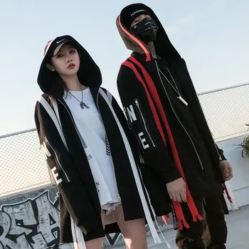 Naujas Atvykimo Vakarų Mados Darkly Stilingas Atspausdintas Užtrauktukas vyriškos Striukės su Gobtuvu Hip-Hop Atsitiktinis Vyras Cardigan Paltai Streetwear