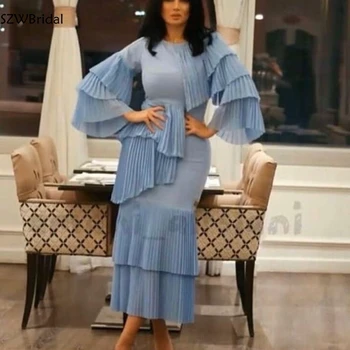 Naujas Atvykimo Šifono ilgomis rankovėmis Musulmonų vakarinę suknelę moteris abendkleider 2021 Arbata ilgis vestidos elegantes Šalis suknelės