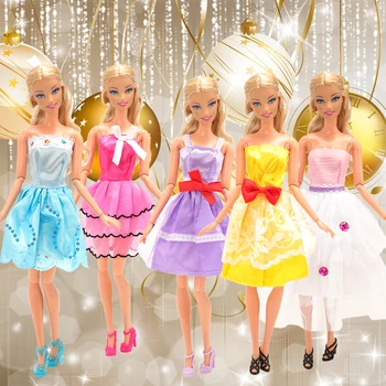 Naujas Atvykti mados rankų darbo 17 Produktus /partija=Atsitiktinis 7 Lėlės drabužius Barbie +10 Lėlės Batų, aksesuarų Barbė Žaidimas, Gfit
