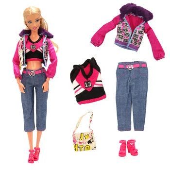Naujas Atvykti mados rankų darbo 17 Produktus /partija=Atsitiktinis 7 Lėlės drabužius Barbie +10 Lėlės Batų, aksesuarų Barbė Žaidimas, Gfit