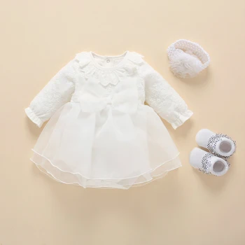 Naujas Gimęs kūdikis mergina drabužius&suknelės medvilnės princesė stilius kūdikių krikšto suknelė 2019 kūdikių krikšto suknelė vestidos 0 3 6 mėnesius