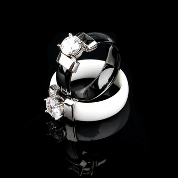 Naujas Juodosios Keramikos Vestuvinis Žiedas 6 MM Pločio Balta Bling Plius Kubinis Cirkonis Moterų Subtilus Cabochon Sklandžiai Sužadėtuvių Žiedai Vyrams