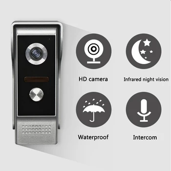 NAUJAS Laidinis Vaizdo Domofonas Sistema Vaizdo Doorbell Doorphone 7inch Spalvotas Ekranas Ekranas 700TVL Vandeniui Lauko Kamera, skirtas Namų