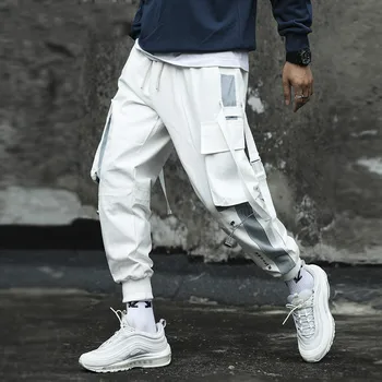 Naujas Mados Juostelės Krovinių Kelnės Vyrams, Atsitiktinis Streetwear Kelnes Hip-Hop Madingo Prekės ženklo jaunimo slim kelnės Stilingi vyriški Jogger Kelnės