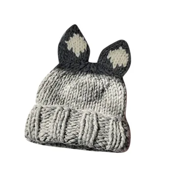Naujas Mados Moterų Šiltas Katė Bžūp Formos Žiemos Plius Kietas Slouchy Megzti Skrybėlę Mielas Ausies Vilnos skrybėlę 11.26