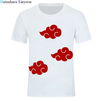 Naujas Mados Naruto Akatsuki Logotipas Spausdinti Marškinėliai Vyrams Itachi Uchiha Anime Juokingi marškinėliai Marškinėlius Dydis Cosplay Kostiumų Viršuje Tees