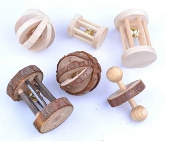 Naujas medinis naminių žaislų rinkinys žiurkėno triušis, olandijos kiaulių papūga žaislas, molinis sporto ritinio žaislas, arbūzas rutulį bell