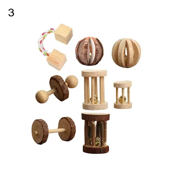 Naujas medinis naminių žaislų rinkinys žiurkėno triušis, olandijos kiaulių papūga žaislas, molinis sporto ritinio žaislas, arbūzas rutulį bell
