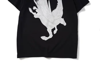 Naujas prabangus Vyrams Naujiena 3D Angelas baltas arklys T Marškinėliai T-Shirt Hip-Hop Riedlentė Parkour Gatvės Medvilnės Marškinėliai Tee Viršuje Punk N186