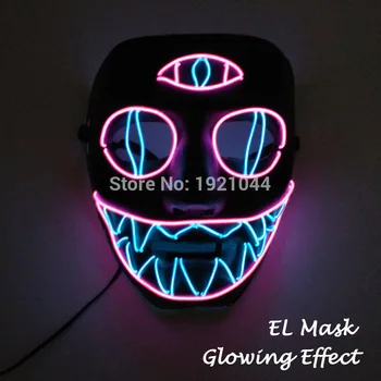 Naujas Stilius, EL Viela Žėrintis Kaukė Šalies Kaukė LED Neon Šviesos Neonas Kaukė Halloween Party Baisu Šalis Juos Cosplay Dekoras