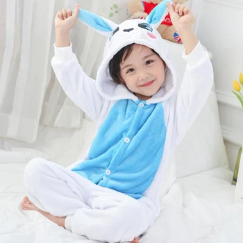 Naujas Vaikas, Pink Rabbit Cosplay Kigurumi Onesies Vaikų Animacinių Filmų Žiemos Anime Jumpsuit Kostiumu Mergina Berniukas Gyvūnų Sleepwear Pižama