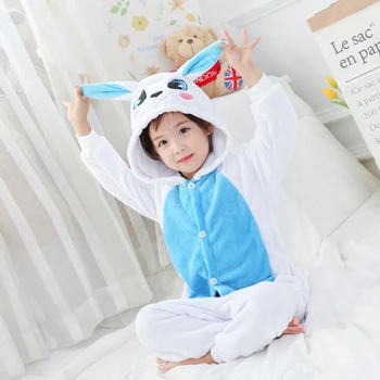 Naujas Vaikas, Pink Rabbit Cosplay Kigurumi Onesies Vaikų Animacinių Filmų Žiemos Anime Jumpsuit Kostiumu Mergina Berniukas Gyvūnų Sleepwear Pižama