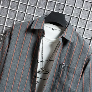 Naujas Vintage Stripe Marškinėliai Vyrams 2020 Mados Atsitiktinis Streetwear Suknelė, Marškiniai, Paltai, Vyrų Ilgio Rankovėmis Hipster Marškinėliai Prekės Ženklo Vyrai Viršūnės