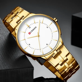 Naujausias Kvarciniai Laikrodžiai Prabangos Prekės CURREN Relogio Masculino Aukso laikrodis Vyrams, Paprasta Verslo Laikrodis Mens Laikrodis 2019