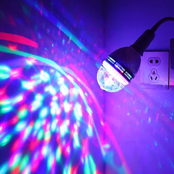 Nauji 2vnt E27 B22 3W Spalvinga Sukasi Etape RGB LED Lemputės, Blykstės Šalies Šviesos Disco DJ Lempos