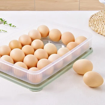 Nauji plastikiniai Kiaušinių dėžutės virtuvės kiaušinių laikymo dėžutė 24 Tinklelis Kiaušinių laikiklį ant kitos šaldymo saugyklos organizatoriai kiaušinių laikymo Konteineris žalia