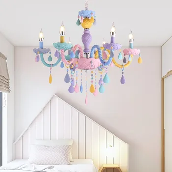 NAUJOS, Modernios vaikų kambario šviestuvai, Miegamojo, Vaikų Darželio princesė kabo lempa Patalpų namas Macaron Spalva mergaičių kambario liustra