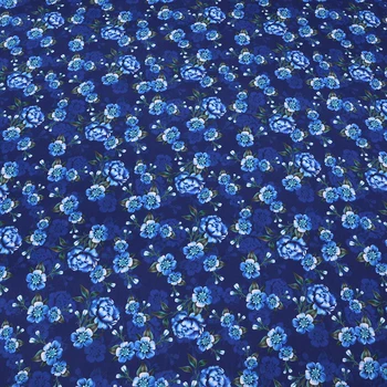 Naujus Mėlynos Spalvos Gėlių Spausdinti Elastingos Satino, Šilko Audinys Vasaros Mulberry Šilko Suknelė Medžiaga