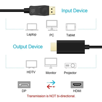 Navceker DP HDMI Kabelis 4K 30Hz DP HDMI Adapteris DisplayPort 