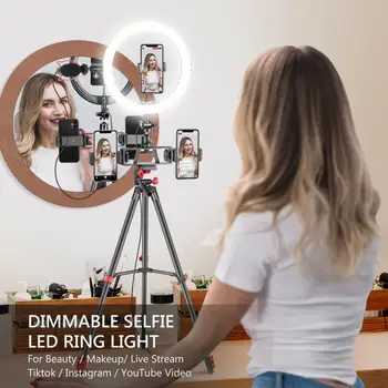 Neewer 10-Colių Selfie Šviesos Žiedas su Trikojis Stovas, 3 Telefonų dėklai, LED Šviesos Žiedas su minkštais Vamzdis Nuotolinio Rinkinys, skirtas Makiažas 