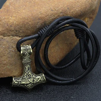 Nekilnojamojo Odos Didžiulis Thor hammer Mjolnir Viking Amuletas Plaktukas Skandinavijos Apyrankę Skandinavų Papuošalai