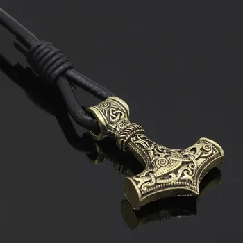 Nekilnojamojo Odos Didžiulis Thor hammer Mjolnir Viking Amuletas Plaktukas Skandinavijos Apyrankę Skandinavų Papuošalai