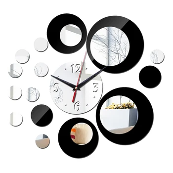 Nekilnojamojo pardavimas naujų 3d kristalų laikrodžių modernaus dizaino, prabangus veidrodis, sieninis laikrodis apskrito kambarį kvarcas, akrilas