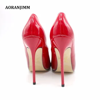 Nemokamas pristatymas AORANJUMM nekilnojamojo nuotraukas karšto pardavimo raudona palaipsniui juoda pažymėjo tne moteris panele seksuali 12 cm aukšto kulno batų dydis 33,34