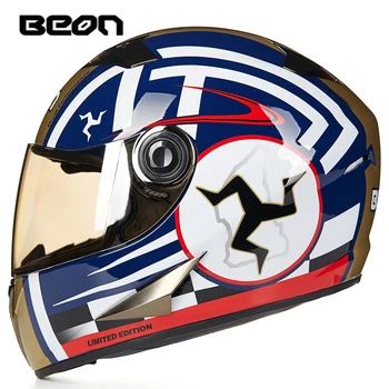 Nemokamas pristatymas BEON visą veidą motociklo šalmas sertifikuota ECE lenktynių šalmas cascos para moto žiemos motociklo šalmas capacete