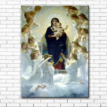 Nemokamas pristatymas Mergelė Marija su Jėzumi spausdinti tapybos ant drobės namų puošybai nuotrauką Krikščionių spaudinių drobė, aliejus, tapyba