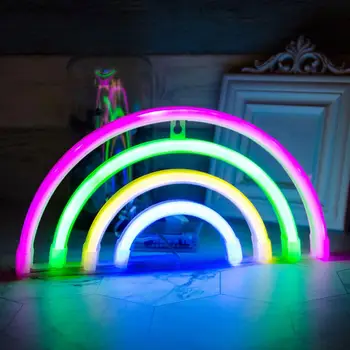 Neoninės Šviesos Ženklas Vaivorykštė Miegamojo Sienos Lempa, LED USB baterijomis, Marquee Ženklai Apšvietimas